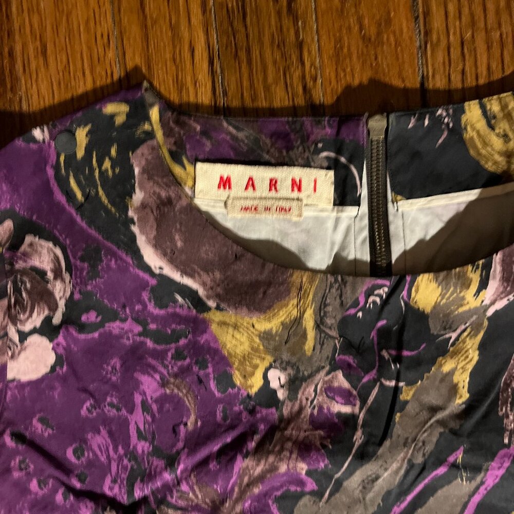 marni cotton dress 38 (us small to xs) purple screen printed